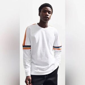 NWT Urban Outfitters White Long Sleeve Shirt with Multicolor Stripes Size S